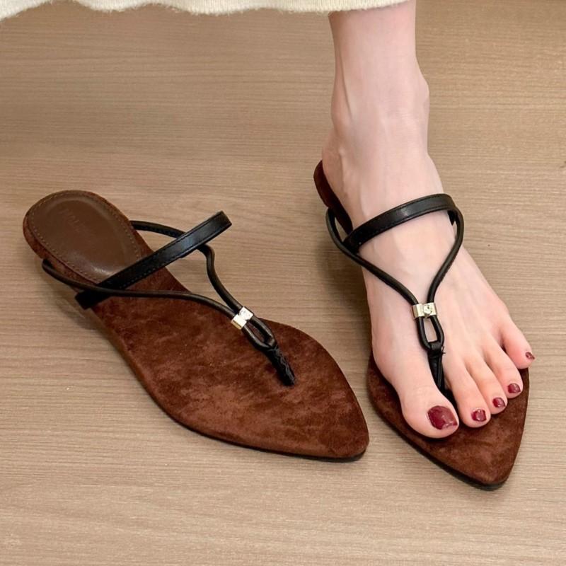 Fashion 2025 New Summer Women's Cross-Strap Open Toe Flip Flop Sandals Pointed Thong Beach Slippers Casual Sole Shoes Fashion Sandals