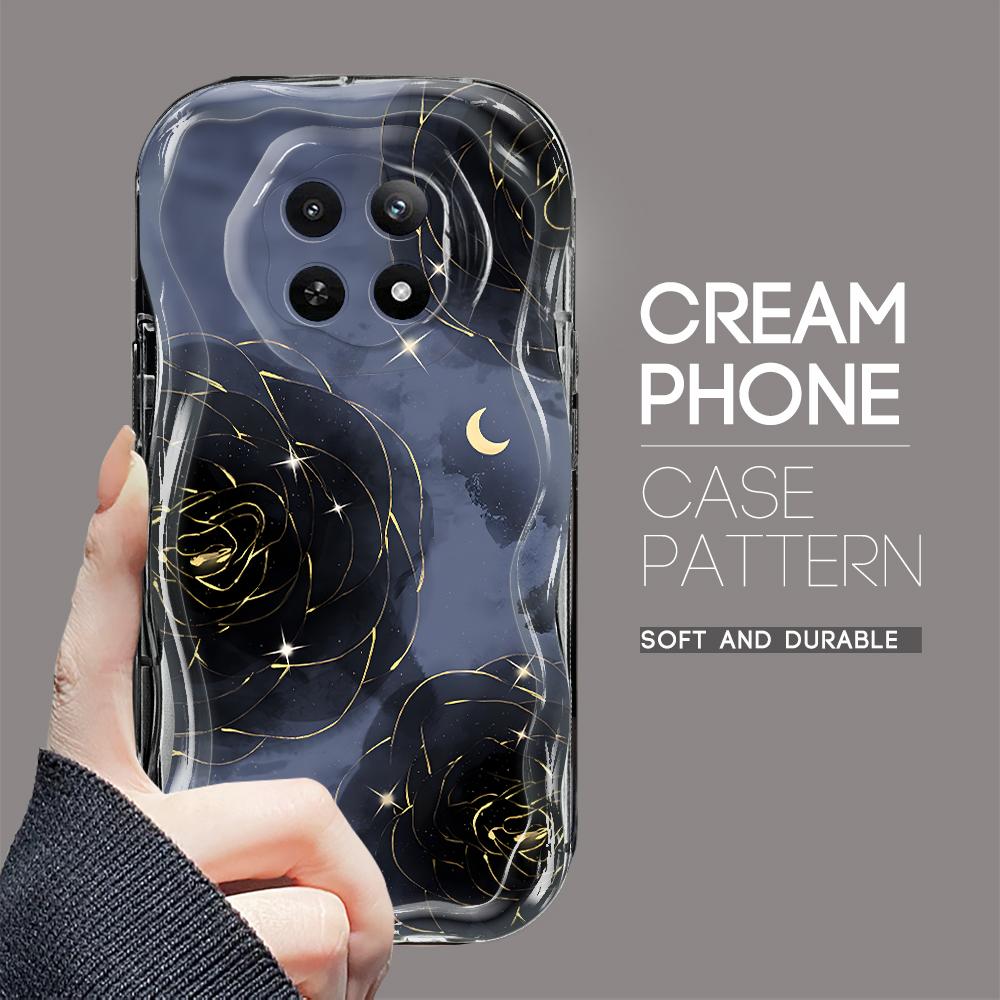 Kreslený vzor krémová textura pouzdro vlnitý okraj měkký silikonový kryt pouzdro na telefon pro OPPO Reno Realme OnePlus Vivo