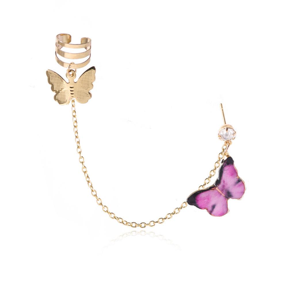 Statement Butterfly Chain Earrings Fashionable With Urban Street Style