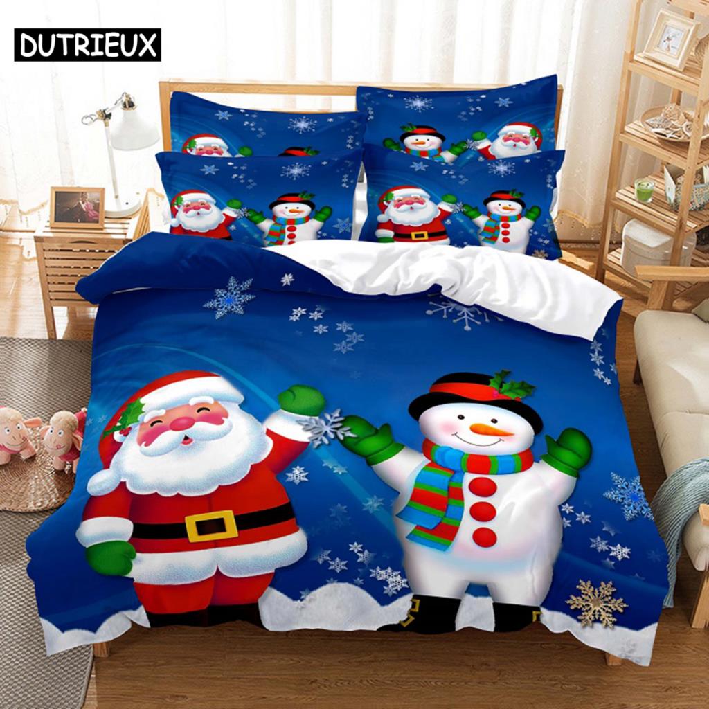 

Синий Рождественский пододеяльник, комплект постельного белья размера «queen-size», роскошная двуспальная кровать размера «king-size», односпальная кровать, 3D-одеяло, льняная наволочка, комплект постельного белья для двоих EU single(135x200cm)&Duvet Cove