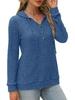 2025 Autumn/Winter Women's Solid Color Ribbed Knit Hoodie Sweater