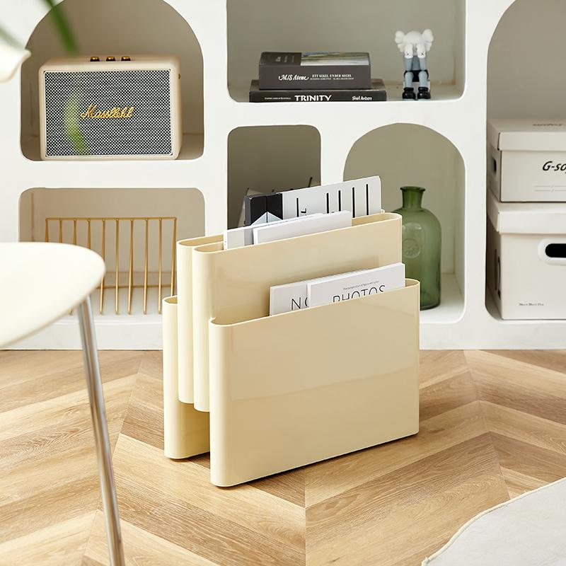 Nordic Storage Holder Stand Magazine Rack ABS Plastic PC Clear Vintage Four Pockets for Living Room