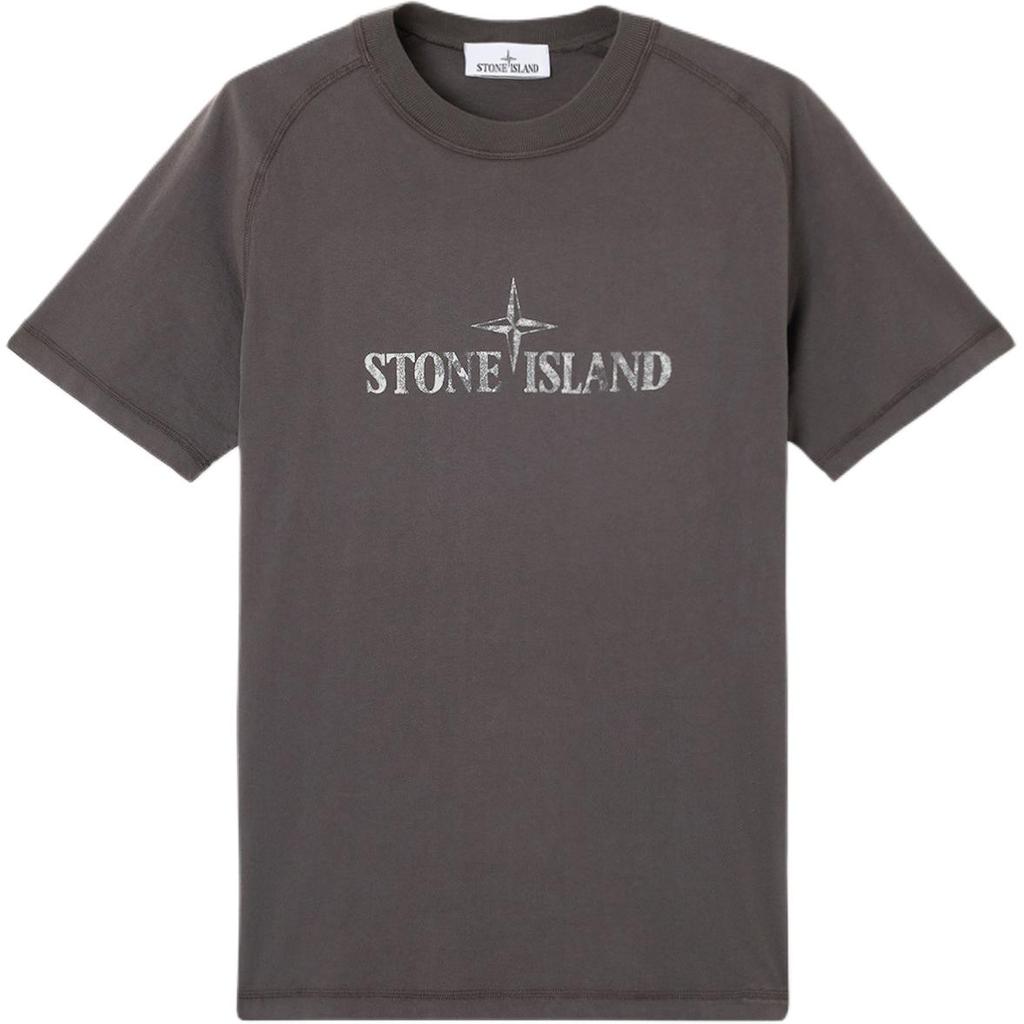 Stone Island Classic Logo Print Slim Fit Raglan Short Sleeve T-Shirt Men Tops Charcoal K1S152100020S0081-V0065