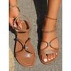 Women's Shoes Summer New Crossover Strap Women's Shoes Casual Solid Flat Roman Sandals with Straight Buckles