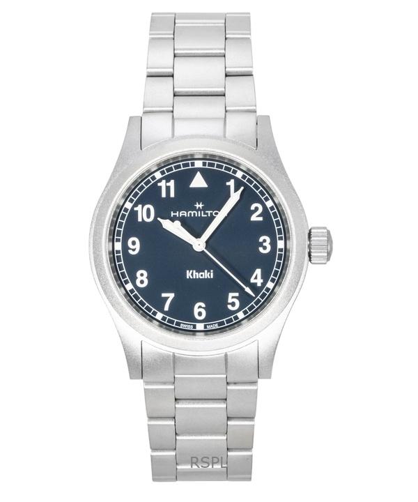 

Чоловічий годинник Hamilton Khaki Field з нержавіючої сталі, синім циферблатом, кварцовий H69401140 синій