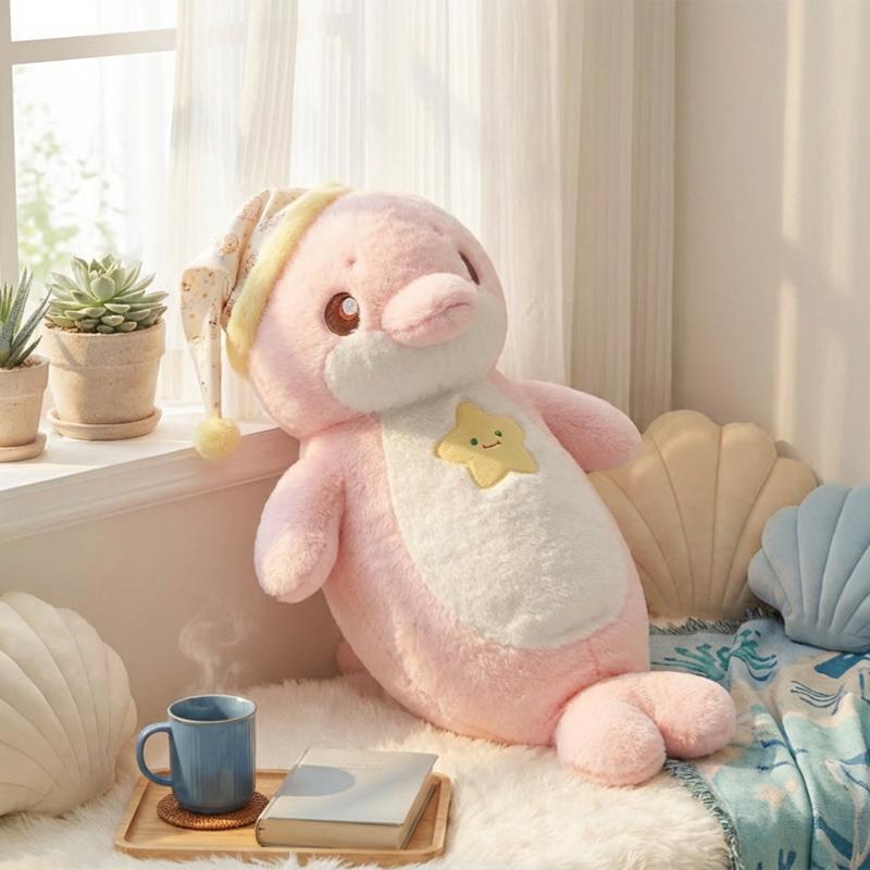 

Starry Night Dolphin Soft Stuffed Plush Playthings Goodnight Hugging Pillow Dolphin Plushies Animal Doll Children Present Ideal For Sleep Companion 70cm розовый
