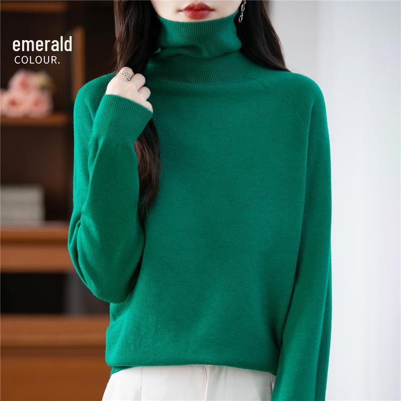 Women's Velvet Long Sleeve Knitwear: Versatile Plus Size High Neck Lapel Sweater for Autumn & Winter