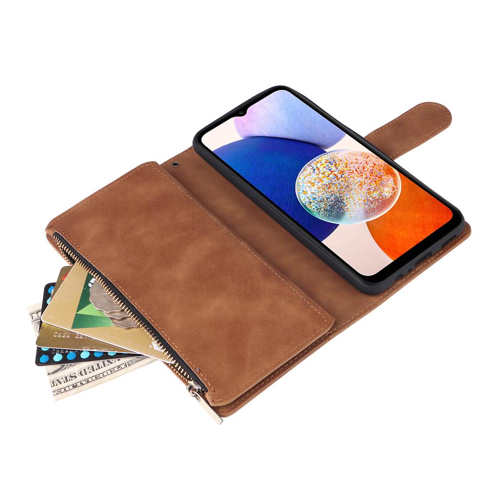 For Samsung Galaxy A54 5G Case Multiple Card Slots PU Leather Zipper Phone Cover