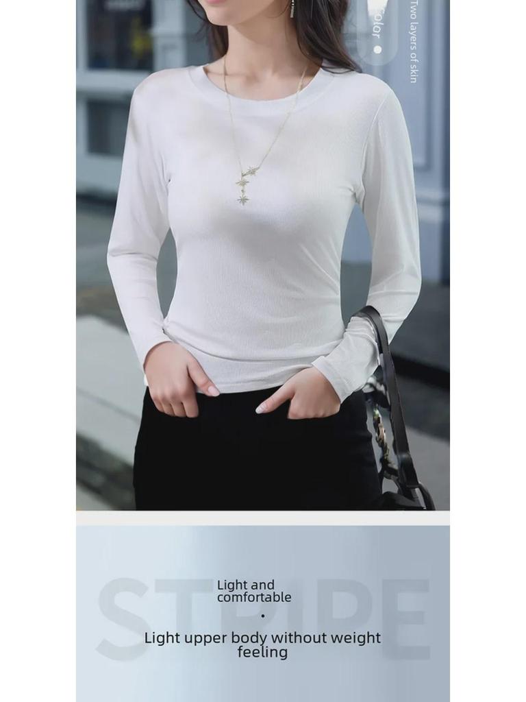 Pulover Tricotat cu Guler Semi-Înalt, Mânecă Lungă, Bumbac Filetat Elastic, Slim Fit Coreean, pentru Femei - Ediție de Primăvară