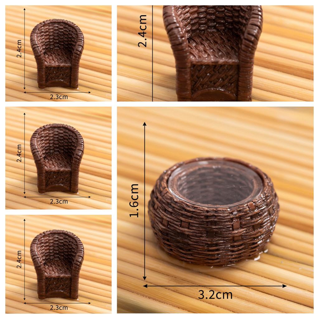 5Pcs/set Chair Table Furnitures Set Miniatures Resin Desktop Ornaments Fairy Garden Decoration Moss Terrarium Micro Landscape 2.1x2.4cm