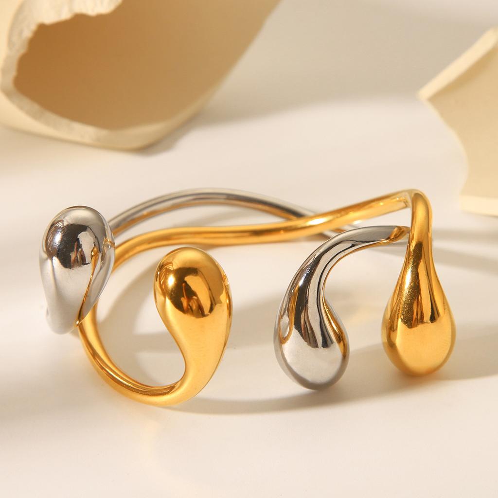 Stainless Steel Asymmetrical Open Bangle, Trendy Titanium Steel Bracelet, Versatile Hand Jewelry