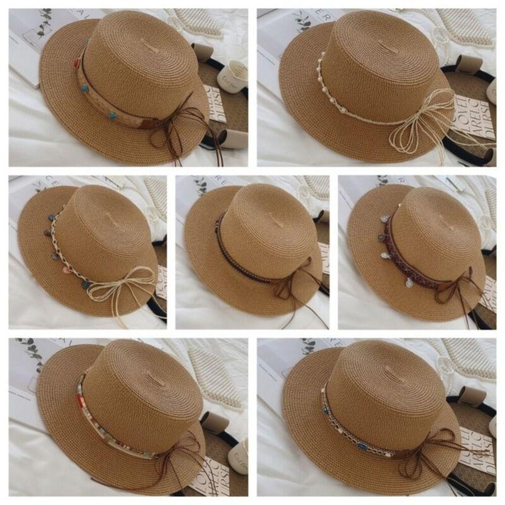 

Straw Beach Hat UV Protection Sunscreen Straw Hat Fashion Sun Hat Travel Style 5