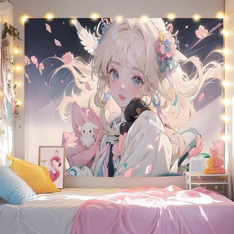 Pink Hair Hanfu Girl Tapestry Wall Hanging Home Decor for Bedroom Living Room Dorm New Chinese Anime Clothes