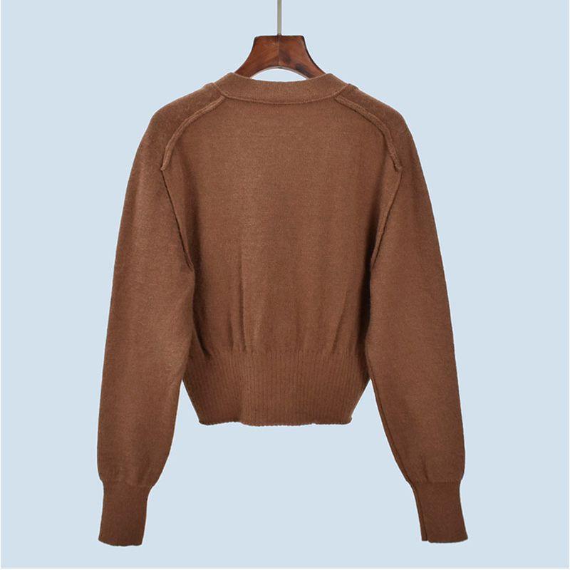 Retro V-neck Knitted Cardigan Women Loose Leisure All-Matching Single-Breasted Sweater Outwear Women Fall and Winter