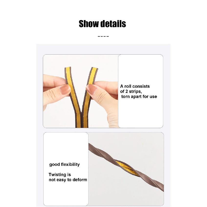 10m Weather Stripping Door Seal Strip Self-adhesive Draft Stopper Tape Window Insulation Noise Rubber Sealing Strip