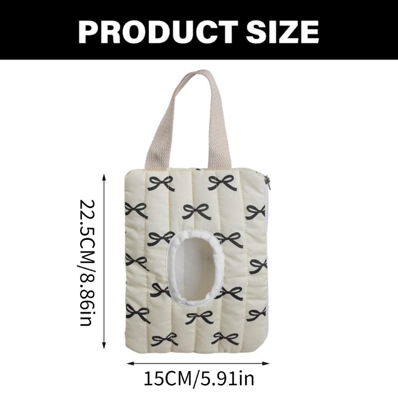 Multipurpose Bowknot Tissue Storage Case Sturdy Cotton Cover Accessory for Home and Office Use Decoration Organizers