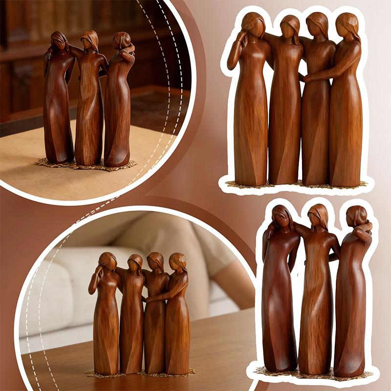 Natural Texture Sculpture Sisters By My Side Resin Figurine Hand-Painted Friendship Sculpture Friend Sister Birthday For Women