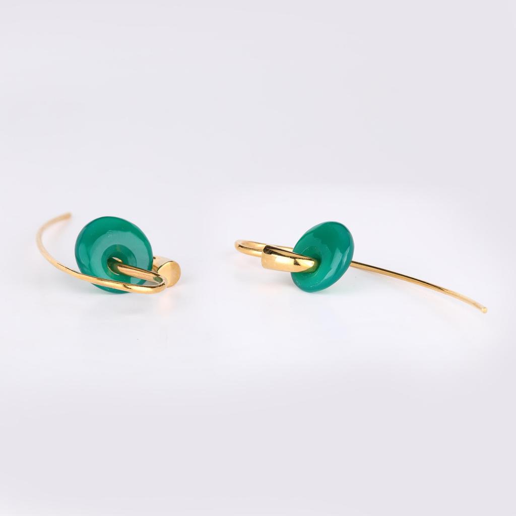 Natural Green Onyx Earrings 925 Sterling Silver Rhodium Plated Handmade Fine Jewelry Gift for Her