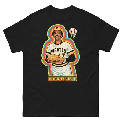 Dock Ellis D Baseball Graphic 100% Cotton T-shirt Mens Tees Top Unisex Classic Tee