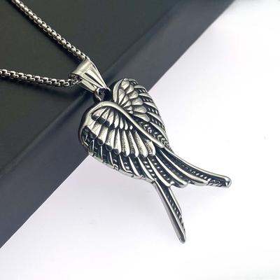 Accessoires Persönlichkeit Mode Flügel Edelstahl Anhänger Halskette Trend Accessoires Titanstahl Pulloverkette