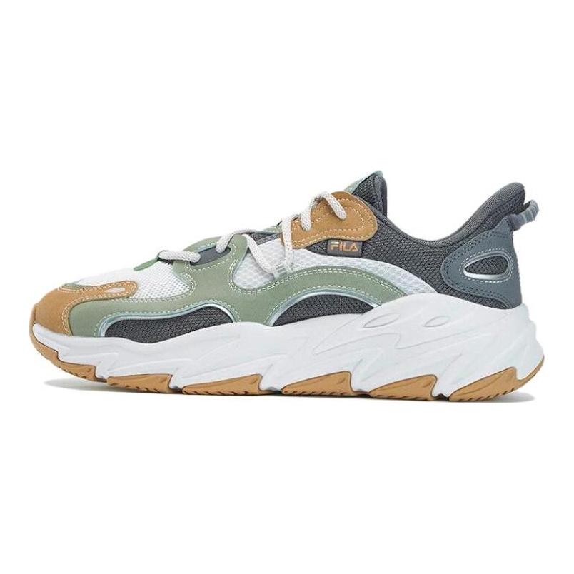 FILA Breathable Textile, Synthetic Leather Low top Running Shoes Men's Brown Green F12M332109FNQ