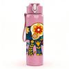 1PC Colorful Elephant Ornament Art Print 750ml Color Plastic Sports Water Bottle Leakproof Flip Straw Lid Suitable for Sports Office Home Use