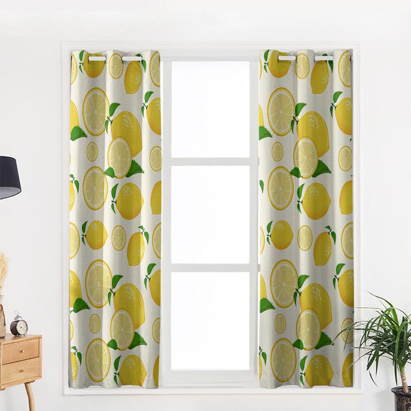 Small Fresh Summer Style Lemon Fruit Luxury Home Curtains Modern Home Supplies Living Room Bedroom Custom Curtains