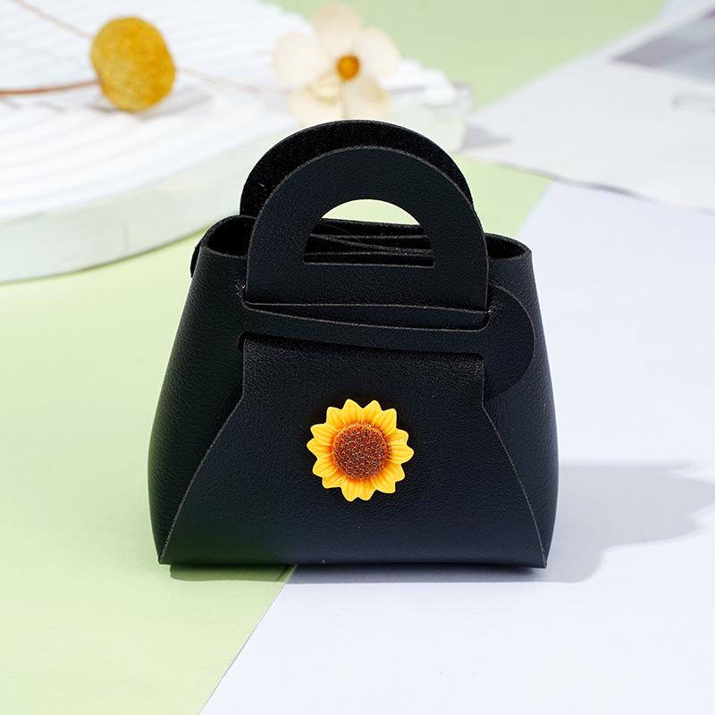 Multicolor Korean PU Leather Mini Wallet, Keychain Charm, and Sunflower Bag