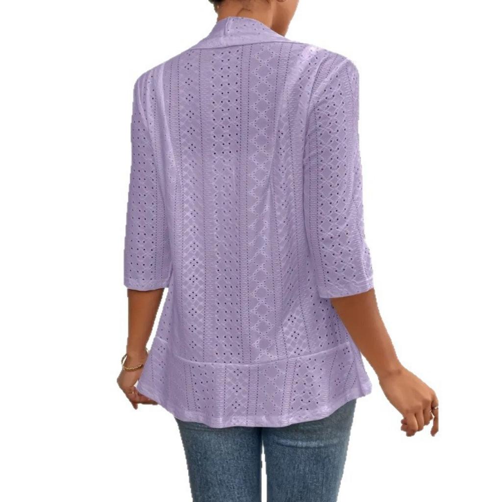 Women's Solid Color Casual Mid Sleeve Thin Outer Jacket