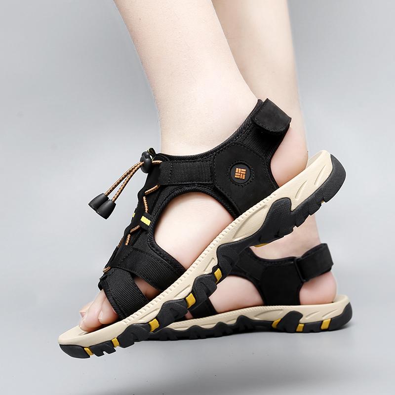 Leather Men Water Beach Sandals Summer Outdoor Casual Closed Toe Sports Sandals Non-slip Soft Hiking Wading Sneakers
