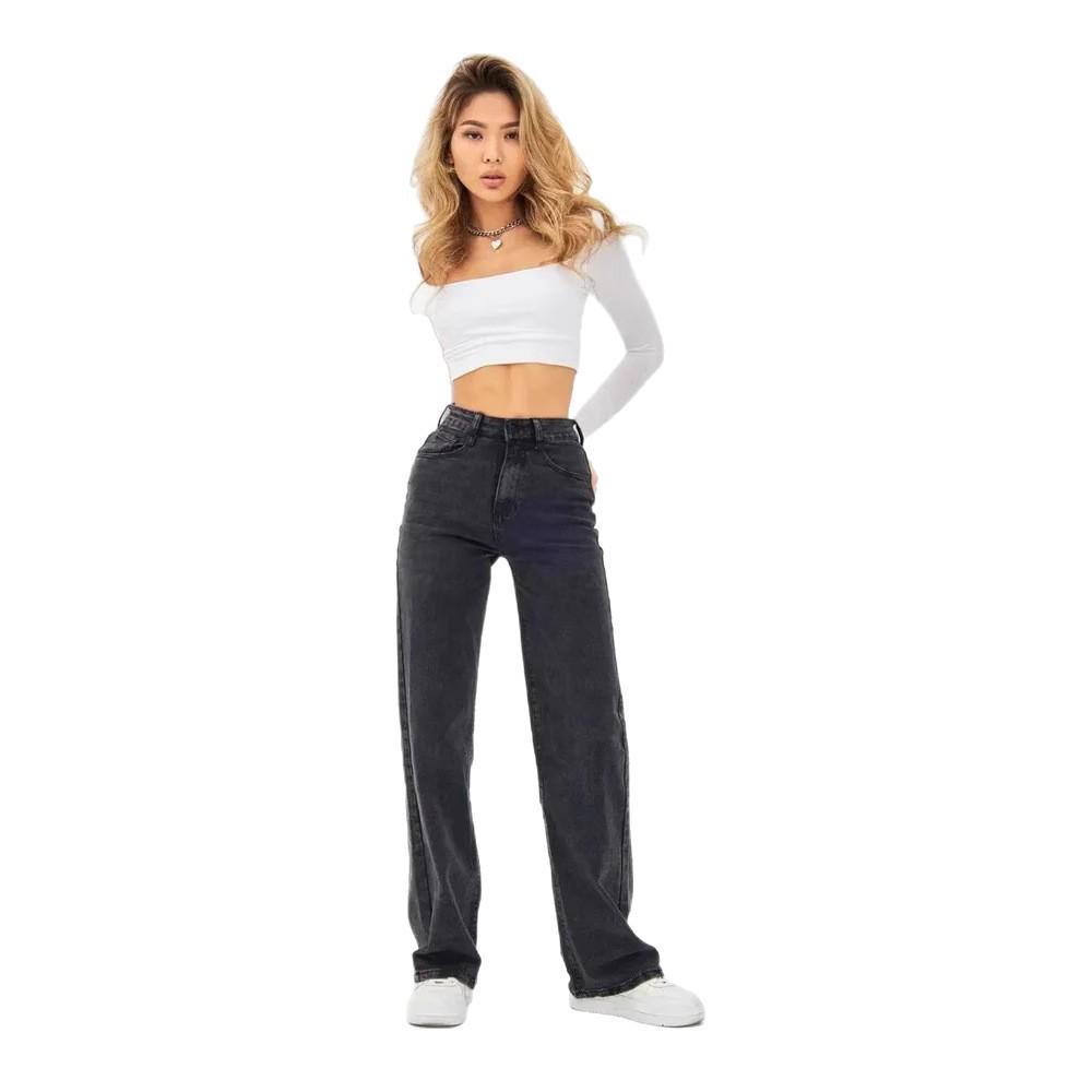 European and American Women s High-Waist Slimming Skinny Straight-Leg Jeans M серый
