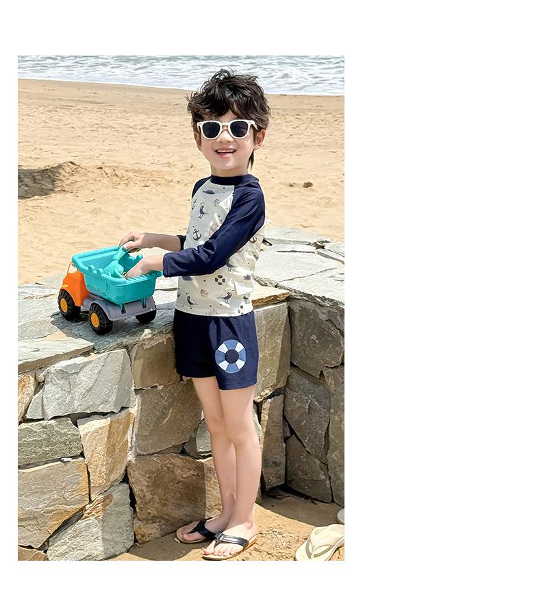 2025 New Boys' Cute Quick-Dry Ocean-Themed Split Swimsuit Beachwear