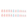 24 Pieces Milk White Sweetheart French Manicure Sky Blue Smudge Simple Ins Wind Sweet Girl Almond Nail Wearable Manicure