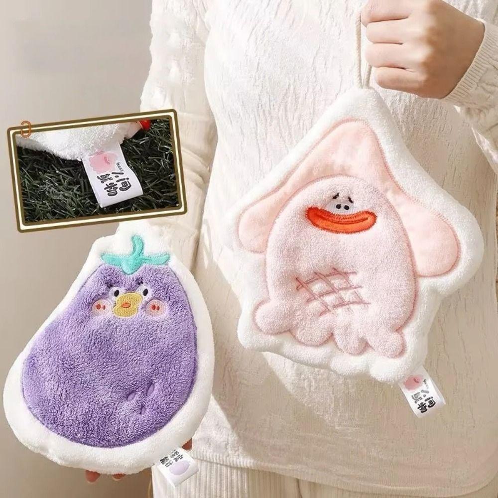 

4Pcs Cartoon Fleece Handkerchiefs Quick Drying Kitchen Cleaning Rag Cute Soft Wipe Cloth Bathroom