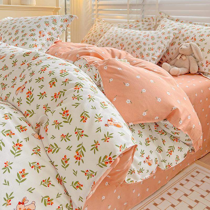 Flower Botanical Duvet Cover Set 3pcs Floral Bedding Set for Kids and Adults Comforter Covers Pillowcases, Washable Home Textil