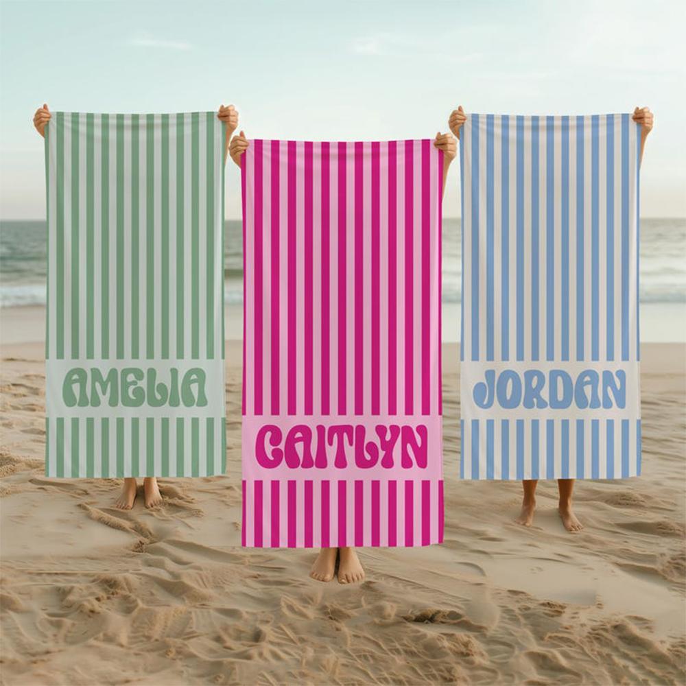Personalized Beach Towel Custom Name/Logo Microfiber Towel Thin Quick Dry Absorbent for Beach Swimming Yoga Bath Sports