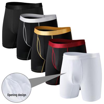 Men's Plus Size Quick-Dry Sport Boxer Briefs - Long Length Polyester Underwear