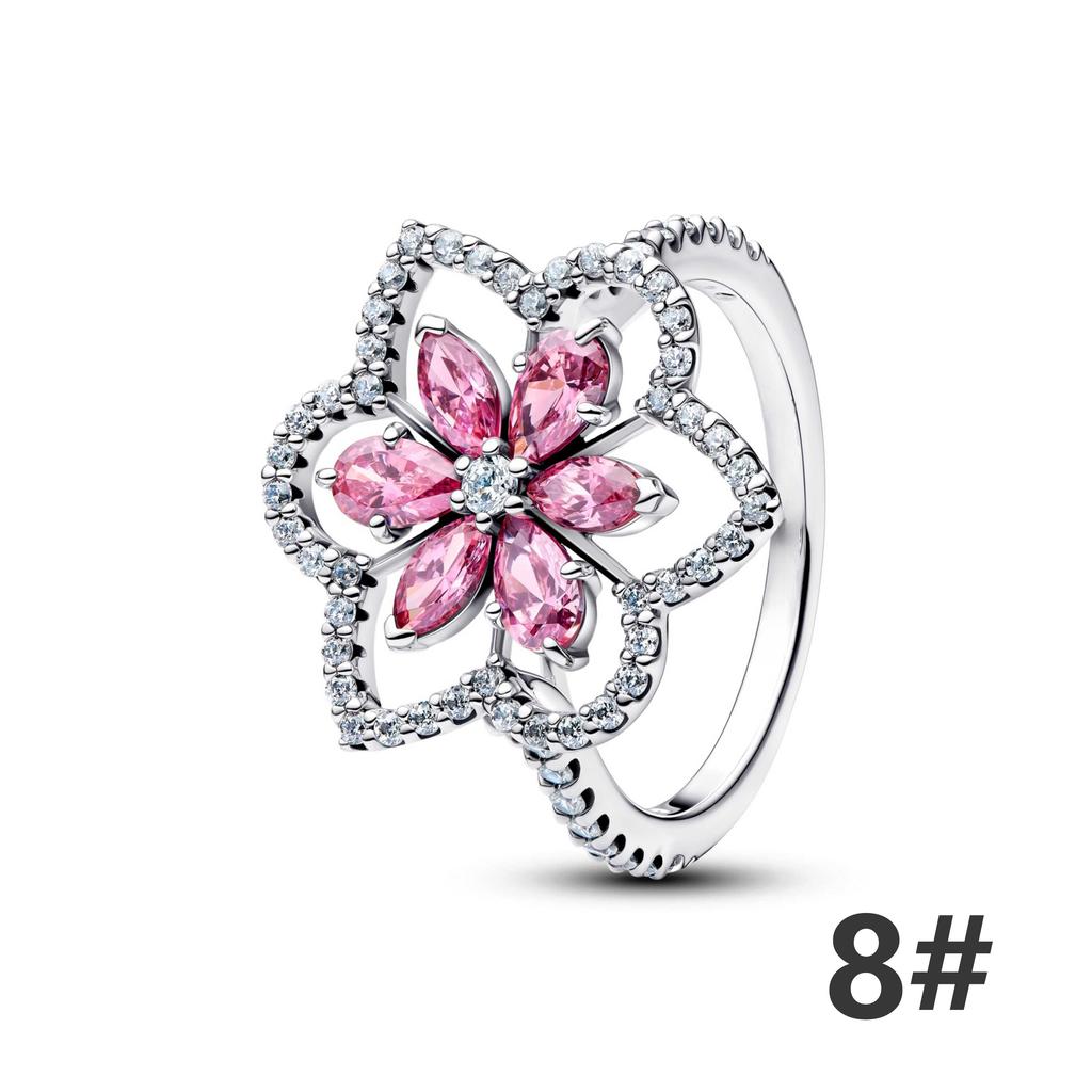 New S925 Silver Romantic Floral Lucky Clover Bowknot Gemstone Ring Stud Earring Necklace Bracelet Inlaid Gem Set Fashion Jewelry