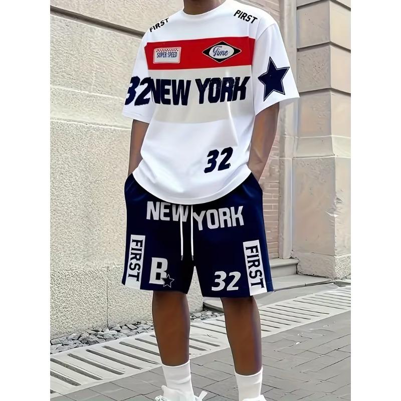 

Men s casual T-shirt shorts suit XL