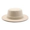 French Top Hat British Retro Pearl White Wool Woolen Celebrity Girl Xiaoxiang Style Big Brim Flat Top Hat