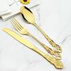 Royal 6/30Pcs Gold Dinnerware Knife Fork Long Ice Spoons Flatware Stainless Steel Cutlery Set Kitchen Silverware Tableware Set