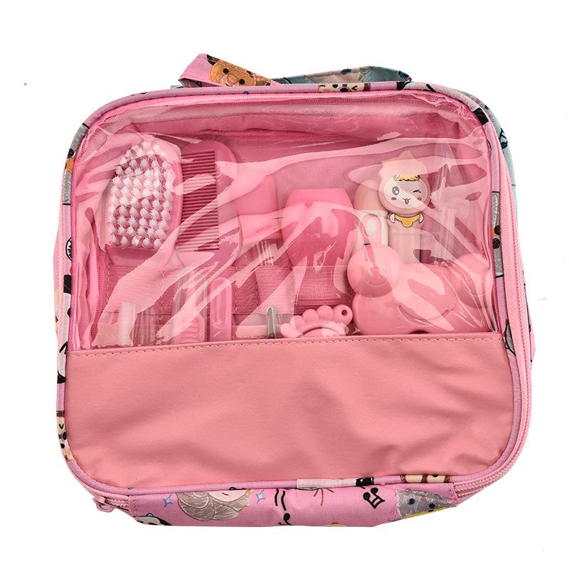 13-Piece Baby Care Set: Cloth Bag, Nasal Aspirator, Nail Clipper, Cartoon Design, Daily Cleaning Essentials