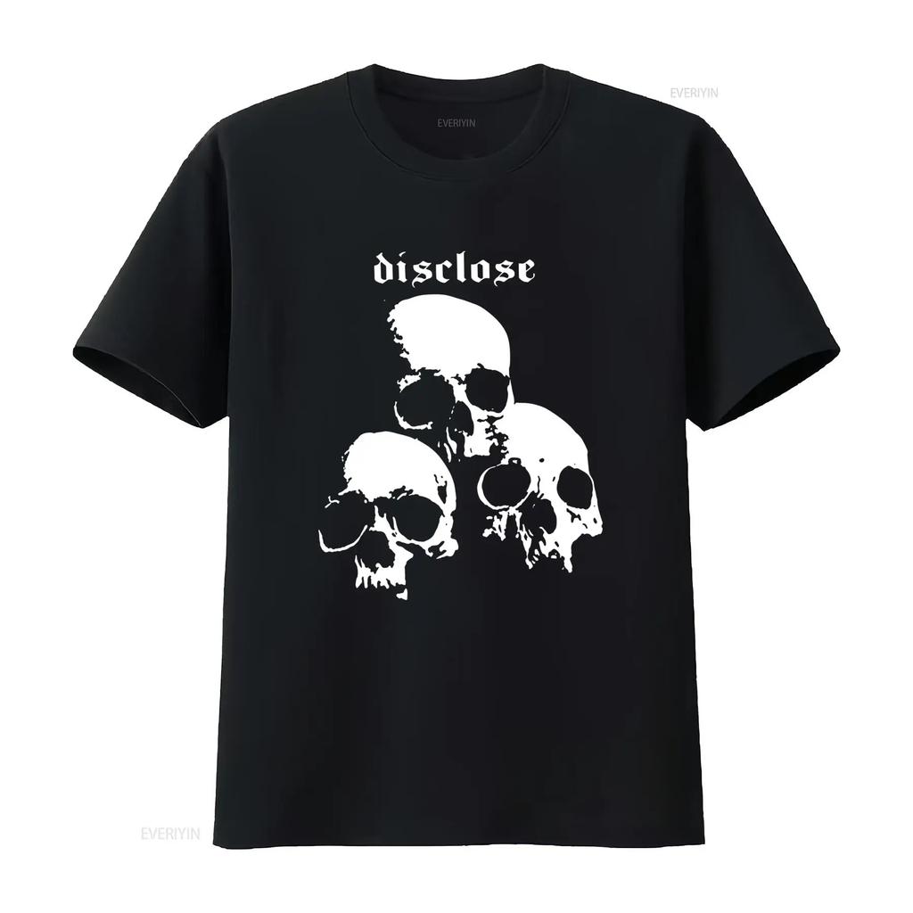 DISCLOSE Gothic Skulls Print T Shirt for Streetwear Fashion Casual vintage Washed fashion designer clothes Unisex Stylish