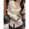 Gentle and versatile lace edge button lapel Andy velvet knitted cardigan autumn and winter bottoming sweater women