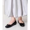 Ballet flats, comfortable pumps for jumping, cushioned, flat, round toe, ribbon detail, stylish, black, easy to walk in (R-4006)