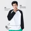 MINISO Men's American Retro Heavyweight Cotton Raglan Long-Sleeve T-Shirt