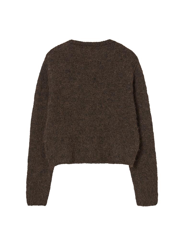 THE GREEN LAB Soft Texture Knit Wrap Skirt Set [Brown]
