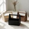 Scatola portaoggetti con manico, grande capacità, design aperto e portatile, texture legno, organizer durevole, per scrivania e souvenir