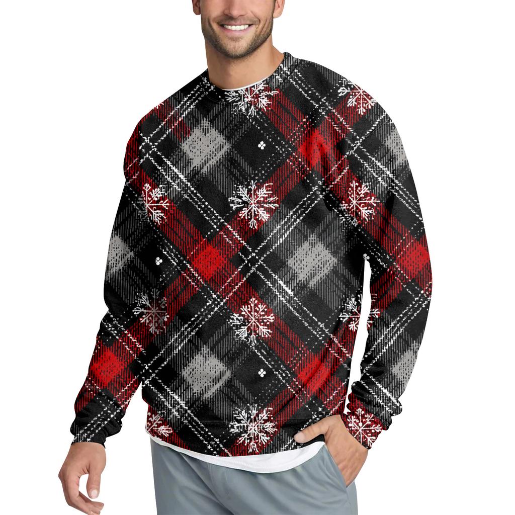 Men's Casual Fashion Printed Round Neck Pullover Sweatshirt