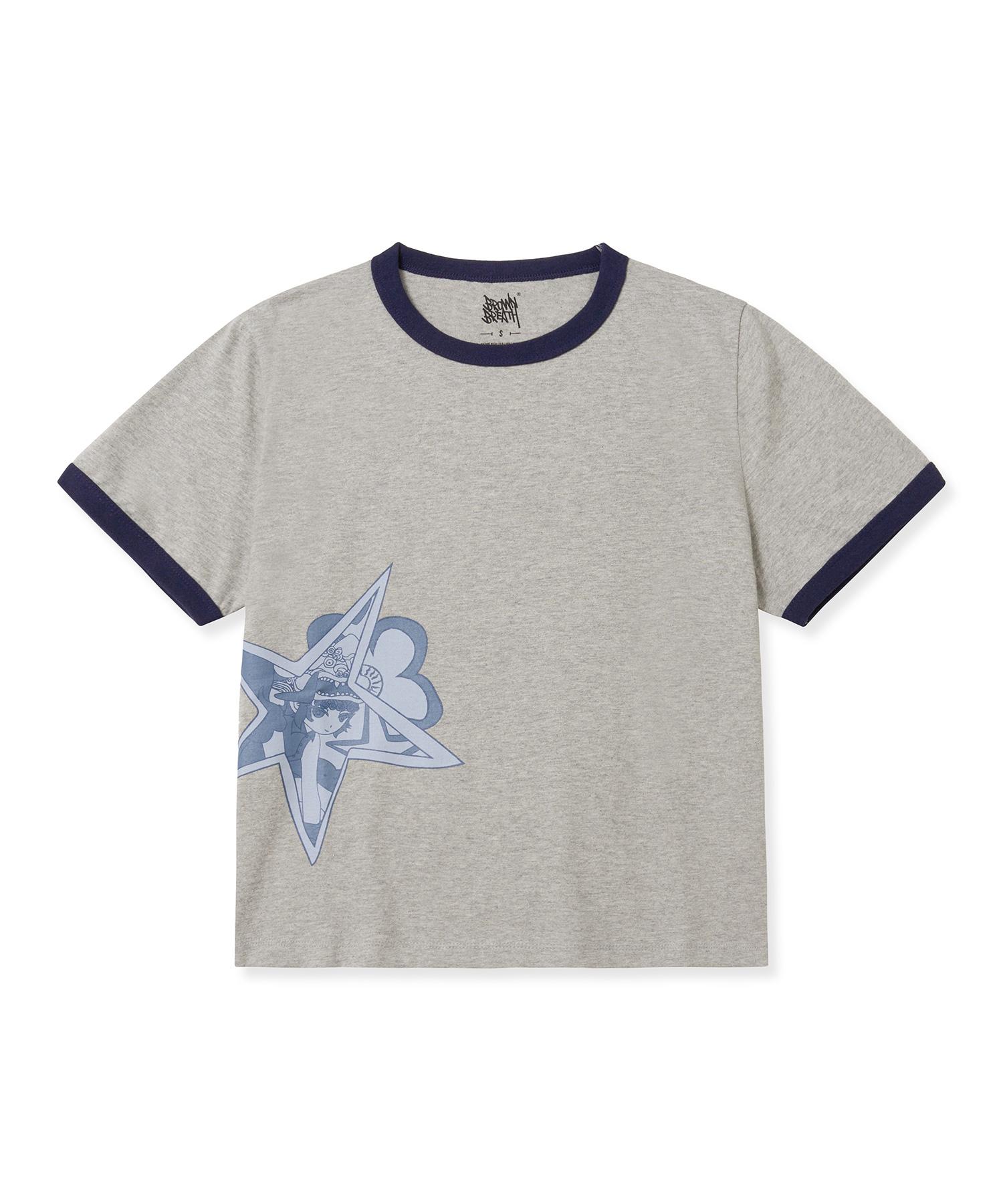 Brown Bless Bxm W Ringer Tee - Melange Gray Melange Grey/S